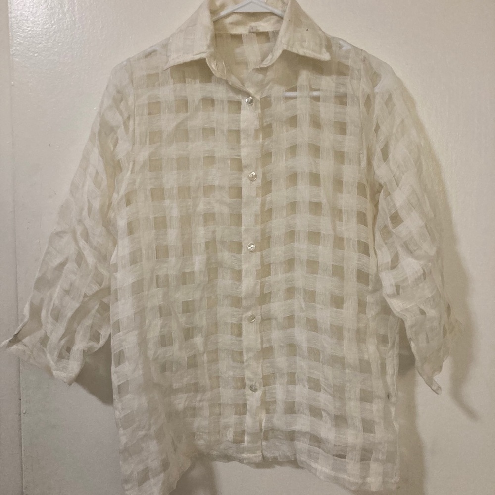 Sheer women’s button up blouse